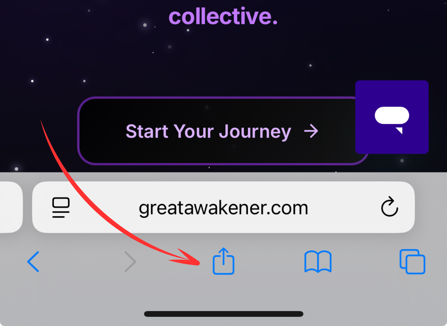 Step 1: Tap the Share button in Safari.